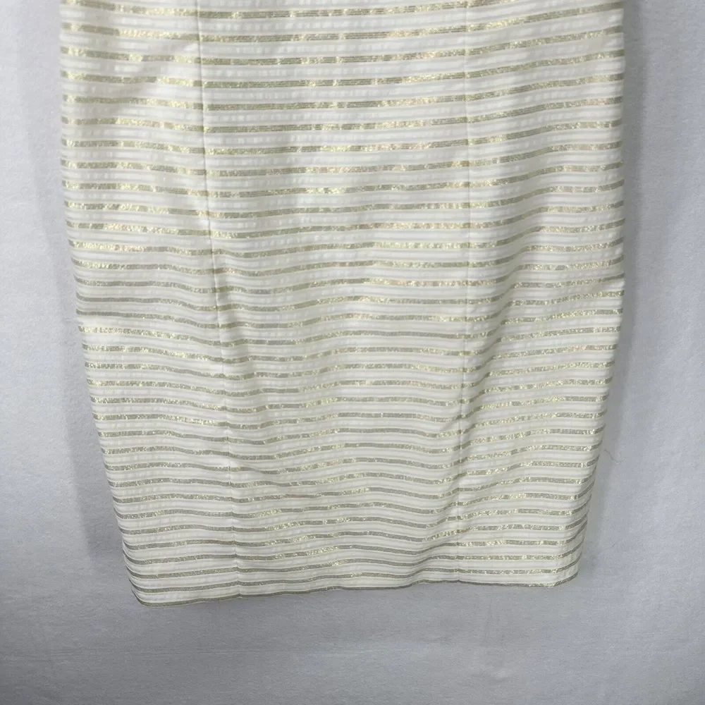 Lilly Pulitzer Henley Corded Organza Gold Stripe Knee Length Dress Size 8 - Picture 4 of 16